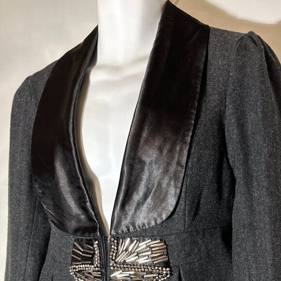 BKE SZ L Gray Wool Vintage Inspired Tuxedo Blazer Rock Star Party Chic Formal - Picture 3 of 12